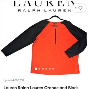 Lauren Ralph Lauren Red en orange waffle Pullover 1/4 zip shirt Athleisure